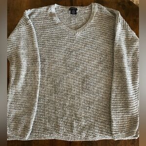 Calvin Klein Jeans V Neck Gray Marled Knit Sweater Large Long Sleeve